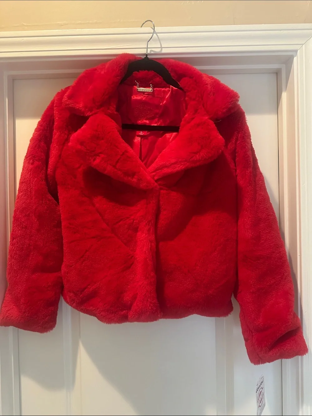 Jou Jou Bright Red Plush Teddy Coat for Kids